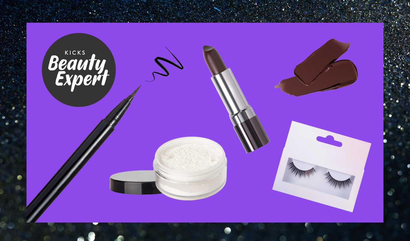 halloweenprodukter med lilla bakgrunn