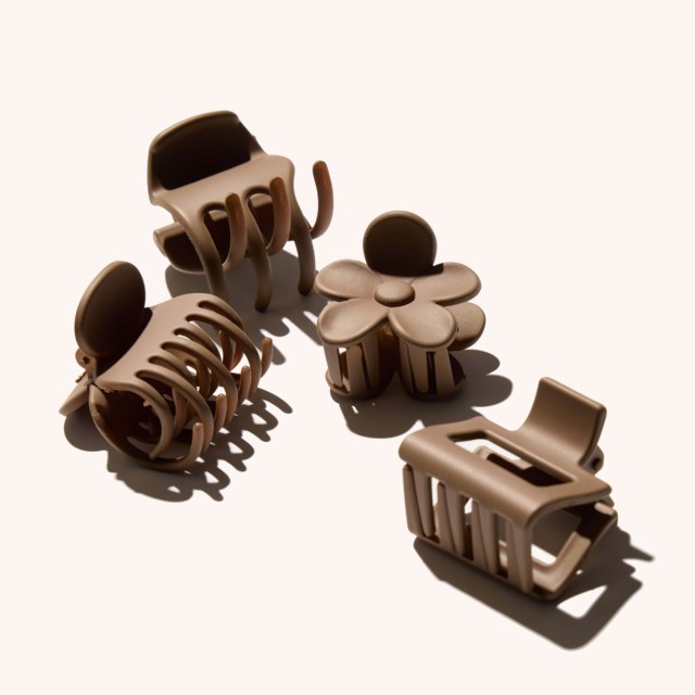 Small Claw Hair Clips 4 Pack Coffee