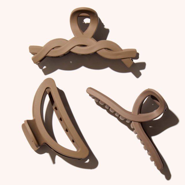 Medium Elegant Claw Hair Clips 3 Pack Coffee