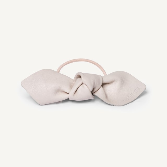 Leather Bow Big Hair Tie Cream Leather Bow Big Hair Tie Cream