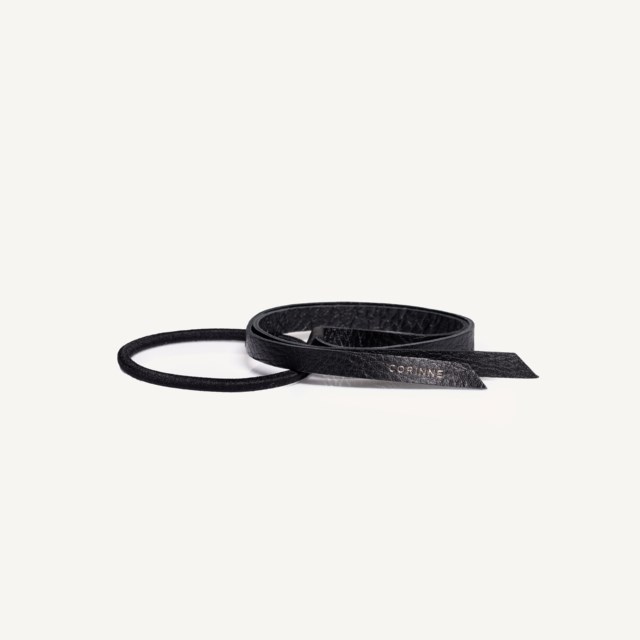 Leather Band Short Narrow Black