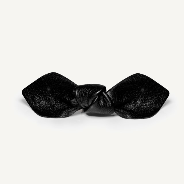 Leather Bow Big On Hair Clip Black