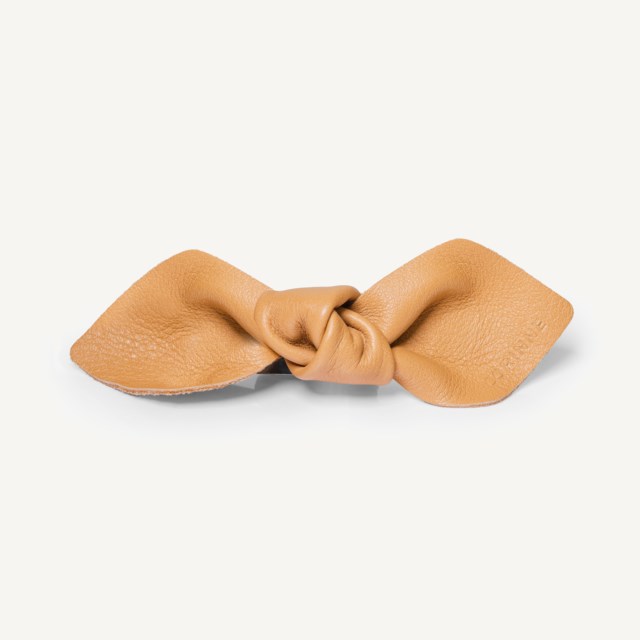Leather Bow Big On Hair Clip Camel Leather Bow Big On Hair Clip Camel