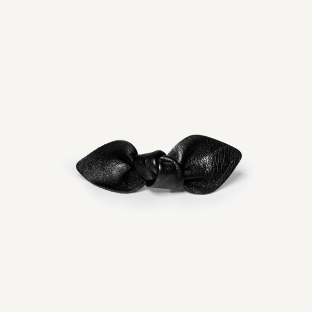 Leather Bow Small On Hair Clip Black