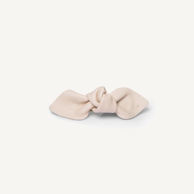 Leather Bow Small On Hair Clip Cream