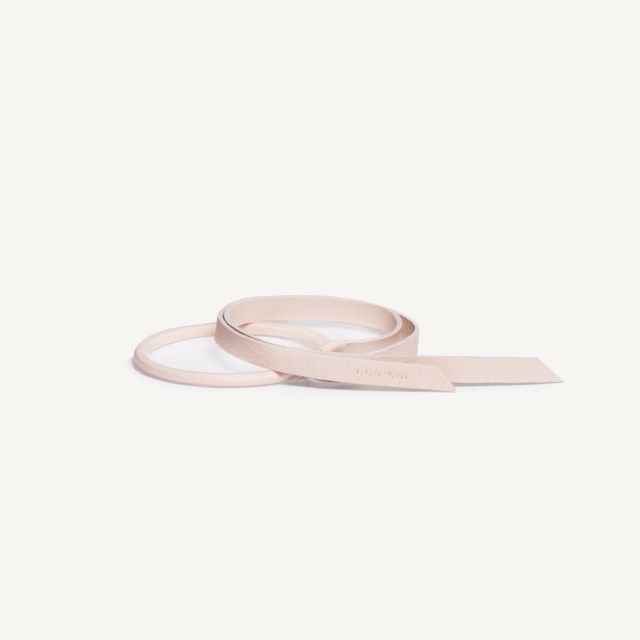Leather Band Short Narrow Cream