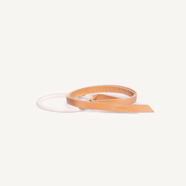 Leather Band Short Narrow Camel