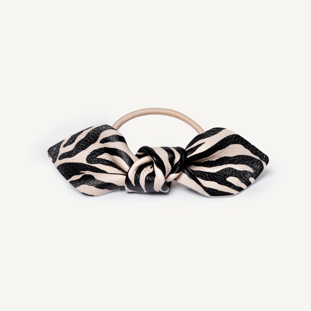 Leather Bow Big Hair Tie Zebra Leather Bow Big Hair Tie Zebra