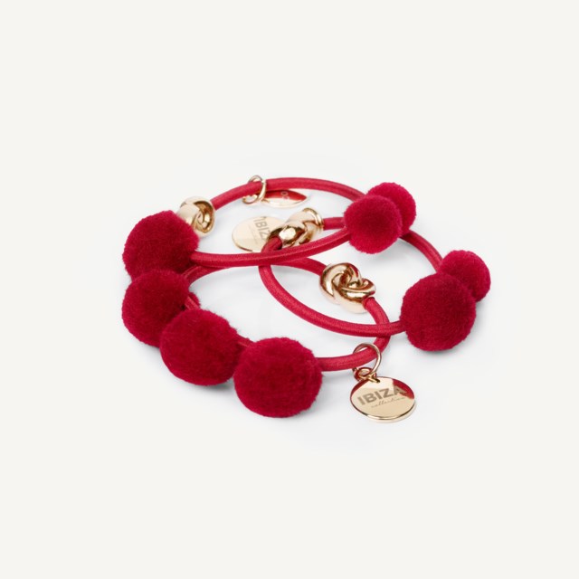 Hairtie Pompom "Ibiza" 3-Pack Red